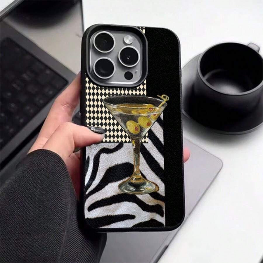 1 ốp lưng điện thoại bằng chất liệu TPU, họa tiết Martini cổ điển, tương thích với iPhone 17 Pro Max/17/16 Pro Max/15/13/12/11, S20 FE/A15/S24/A55, Note 11/Note 12/Note 13 Pro, ốp lưng bảo vệ mềm mại, chống rơi vỡ, bao phủ toàn diện. - màu đen - Xem 1