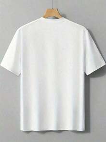 Men's Classic Retro T-Shirt, Pure Cotton, Casual And Simple Style, With Text Print. T-Shirt With "Family - Love" Print - Message: "There's No Family Like Mine." - 白色 - 查看 2