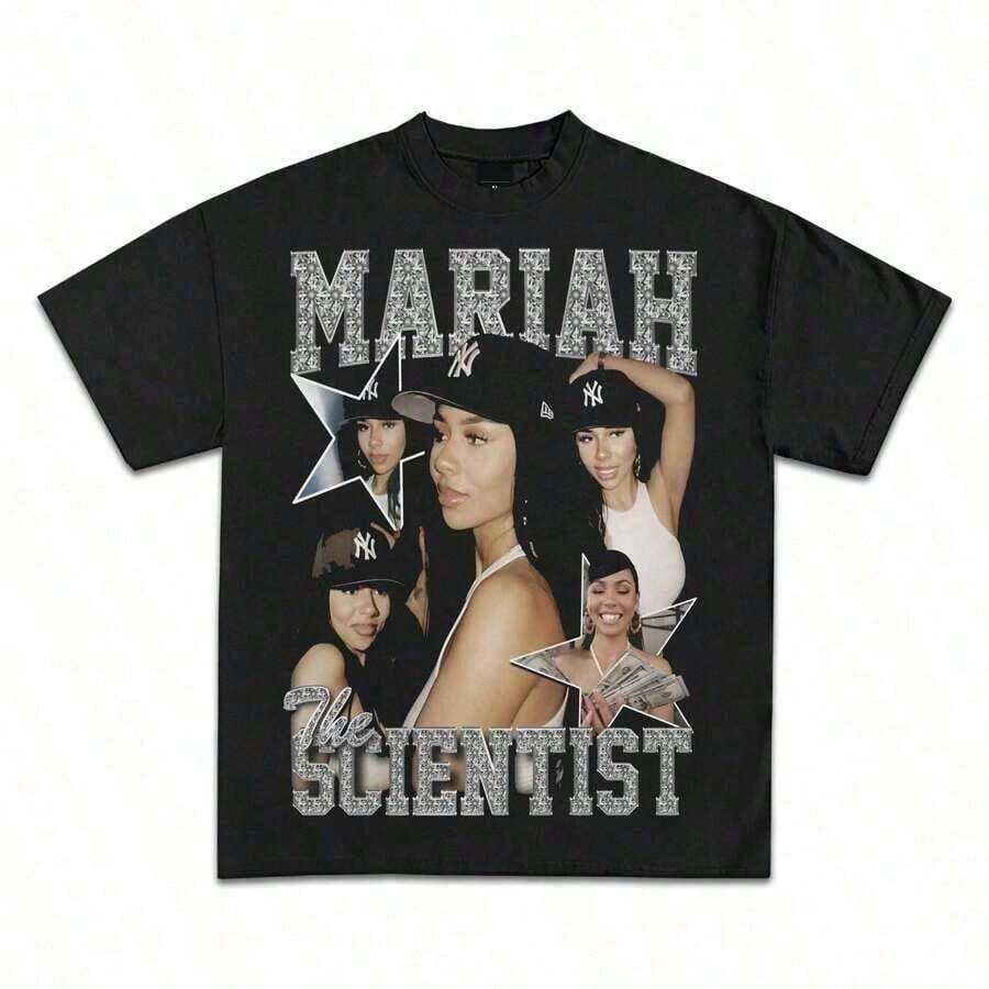 Mariah Scientist Large Face Graphic T-Shirt - Premium Quality Heavyweight T-Shirts For Adults And Kids (2) - Mặc định 3 - Xem 1