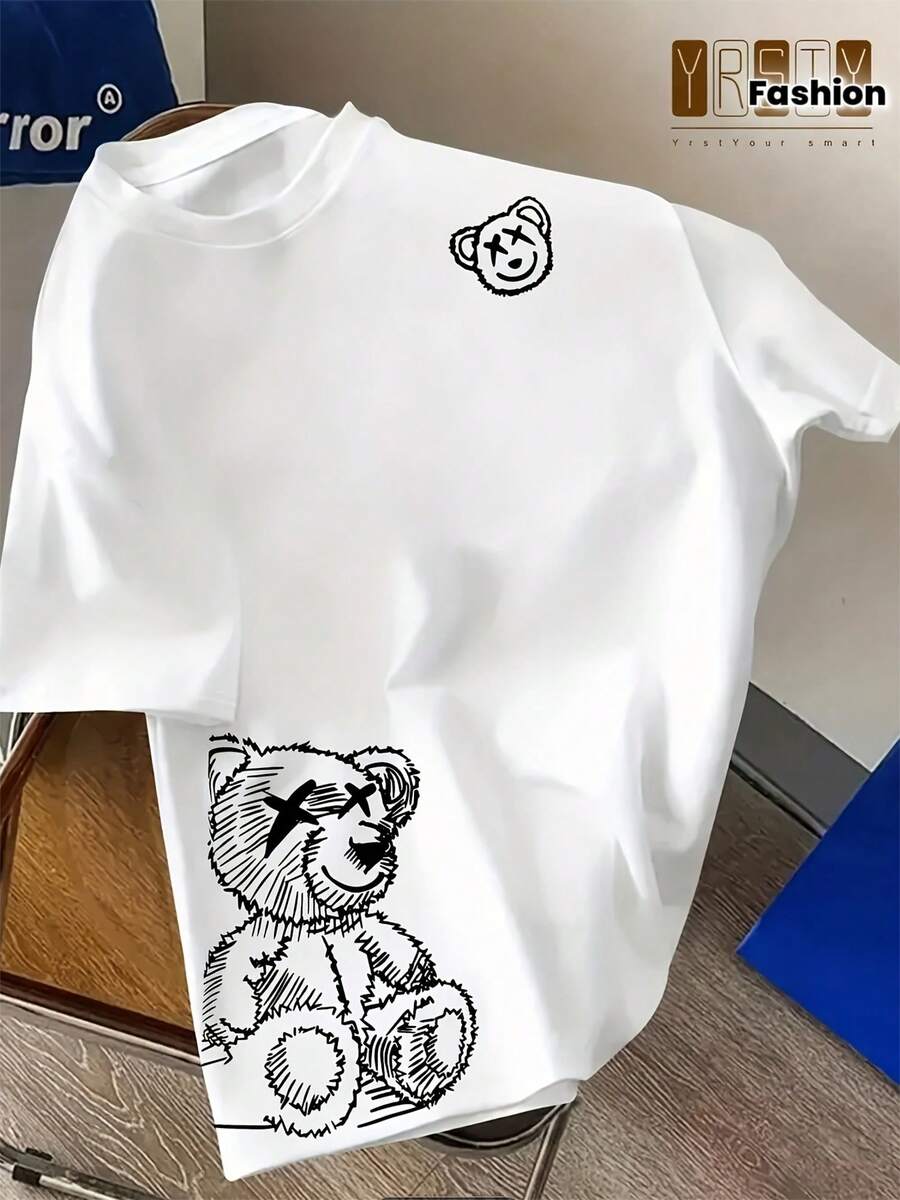 Fashionable Men's T-Shirt With Print - White - View 1