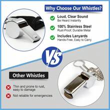 3 Pack Stainless Steel Whistles With Lanyard Loud Clear Sound For Coaches Referees Soccer Basketball Gym Outdoor Safety Training Survival - Default - View 4