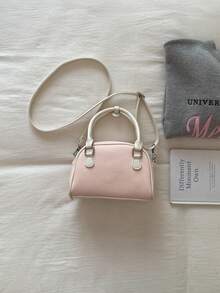 Contrast Color Handbag, New Arrival Patchwork Shoulder Bag, Commuting Crossbody Bag - Pink - View 7