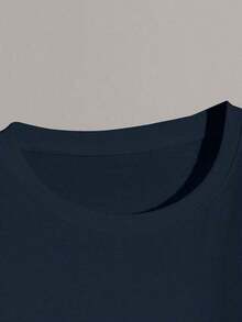 Men's Casual Short-Sleeved Crew Neck T-Shirt In A Single Color, Simple And Fashionable For Everyday Wear In Spring/Summer - 海軍藍 - 查看 3
