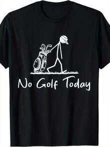 Camiseta gráfica de golf divertida para hombre | Camiseta casual de manga corta y cuello redondo estilo outdoor con estampado de golfista triste de stickman - Camiseta unisex de corte holgado para hombres y mujeres - Camiseta casual cómoda para todas las estaciones para entusiastas del golf - Estampado por transferencia de calor - Negro - Ver 2