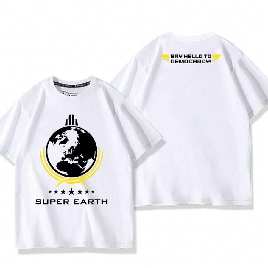 Camiseta de manga corta ERTCOIN de la marca Uncharted 2 Super Earth para hombre y mujer, edición de verano, Defiende Shanghái. - Negro - Ver 1