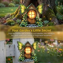 1/5pcs Dreamy Garden Wooden Fairy Gate, Enchanted Forest Elf Cottage, Suitable For Outdoor Patios, Tree Trunks And Fence Decorations, Garden Accessories. - Multicolor - View 9