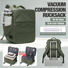Ba lô du lịch nén chân không 30L đựng laptop, hành lý được chấp thuận mang lên máy bay, tăng 50% không gian, vừa laptop 15.6 inch, được phép mang lên máy bay, kèm bơm tay, ba lô chống thấm nước nhiều ngăn, có dây đeo hành lý, ba lô dung tích lớn dùng hàng ngày, phù hợp cho nam và nữ, đi công tác và các chuyến đi ngắn ngày, thích hợp cho du lịch và sử dụng hàng ngày, nhiều màu sắc để lựa chọn. - Nhiều màu - Xem 13