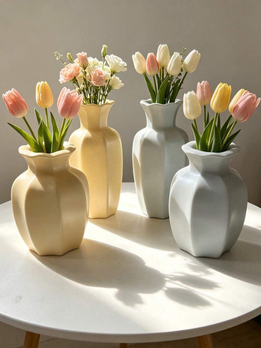 1pc Morandi Geometric Diamond Resin Vase - Minimalist Nordic Style Vase, Suitable For Home Decor, Desktop Decor, Retro Decor, Bohemian Style Decor, Unique Gift, Dining Table Centerpiece, Housewarming Gift - New Model - View 1