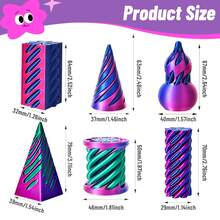 6 Pack Spiral Cone Fidget Toys 3D Printed Spiral Fidget Toys Impossible Cone 3D Printed Fidgets Impossible Pyramid Passthrough 3D Printed Toys For Adults & Kids For Anxiety Relaxing - 6件/套A - 查看 2
