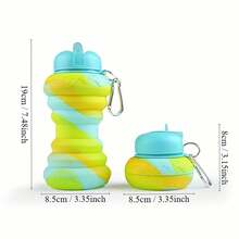 World Cup Edition! 500ml (16.9oz) Gradient Color Foldable Silicone Water Cup - Donut Design Portable Silicone Insulated Bottle With Carabiner, Suitable For Outdoor Travel, Hiking, Camping, Fitness, And Sports - Perfect Gift For Graduation, Back-To-School Day, Valentine's Day, Birthdays, And Christmas For Couples - Màu tím - Xem 9