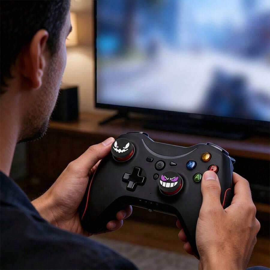 时尚摇杆帽保护套,兼容PS2/3/4/5、 360、Switch Pro手柄和Switch 2主机/Joy-Con 2手柄,防滑防汗,有效保护手柄摇杆,耐磨,增强握持感,硅胶材质,是游戏玩家的理想礼物。 - 查看 1