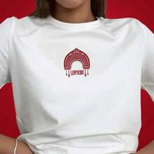 Camiseta de algodón puro de manga corta con estampado de pañuelo retro americano, estilo europeo y americano, holgada y versátil, top blanco de nicho. - Blanco - Ver 4