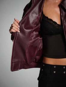 Chaqueta marrón de moda para mujer para ir al trabajo, otoño - Burdeos - Ver 9