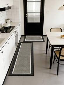 1pc Diatomaceous Earth Kitchen Mat, Dark Gray With Beige Thin Frame And Black Gray Outer Edge, Absorbent Non-Slip Stain-Resistant, Decorative Foot Mat For Kitchen, Bathroom, Entryway, Living Room, Hallway, Anti-Slip Door Mat - Multicolor - View 1