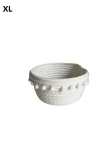 1/4pcs Large Capacity Round Lace Handmade Woven Storage Box, Suitable For Remote Controls, Cosmetics, Electronics, Home, Office, Living Room, Bedroom Decor - Multicolor - View 13