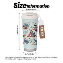 Bình giữ nhiệt cà phê MINISO X Disney Lilo & Stitch họa tiết lướt sóng nhiệt đới, có dây đeo cổ tay, bằng thép không gỉ, cốc cà phê có nắp, thiết kế hai ngăn uống, bền chắc. - Nhiều màu - Xem 4