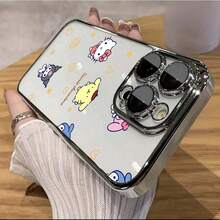 SANRIO 苹果ケースfor16ProMax/16Plus/16Pro/16/15ProMax/15Plus/15Pro/15/14ProMax/14Plus/14Pro/14/16E/13ProMax/13Pro/13/12ProMax/12Pro/12/11ProMax/11メッキフレーム耐衝撃カメラレンズ保護メッキフレーム贈り物に最適大人上品 - 银色 - チェックする 1