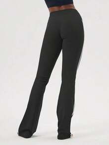 2026 Sodalemon Women's Black Slim Fit Flared Yoga Sweatpants For Spring - 2 - 查看 6