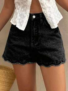 Shorts vaqueros sueltos y casuales desgastados para mujer, nuevos shorts vaqueros de verano - Negro 2 - Ver 6