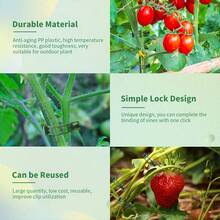 200pcs Multi-Purpose Plant Clips, Tomato Clips, For Climbing Plants, Plastic Grid Plant Support Clips, Suitable For Garden, Reusable Clips For Supporting Grape, Tomato Vines And Vegetable Plants, Keeping Plants Upright And Healthier - Dark Green - View 4