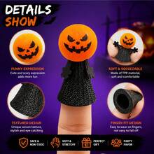 Set Of 10 Fun Pumpkin Finger Toys – Perfect For Halloween, Party Favors & Stress Relief - View 2