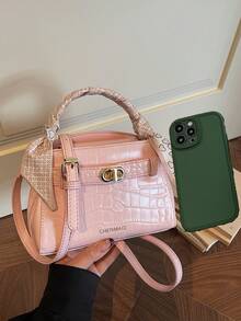 Fashionable Versatile Contrast Color Casual Tote Bag For Women - Pink - View 7