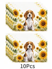 1 pieza Mantel individual de lino con estampado de perro, tapete para desayuno, posavasos de café, base para tazón, accesorio de cocina, fácil de limpiar, apto para el hogar, restaurante, decoración del comedor, regalo festivo, regalo para amigos, juego de múltiples piezas - Multicolor - Ver 14