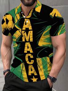 Camisa polo de hombre con estampado de fútbol de Jamaica, diseño elegante perfecto para deportes y uso diario. - Multicolor - Ver 9