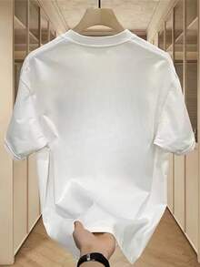 Camiseta manga corta cuello redondo 100% algodón, estampado trendy, tejido ligero y ventilado, estilo moda casual, apta para vida diaria, salidas informales y citas en primavera, verano y otoño - Blanco - Ver 2