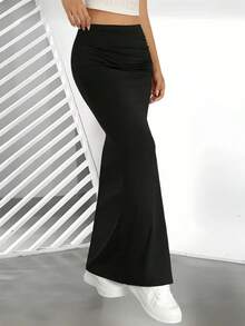 New  Women's Autumn Slit Skirt - 黑色 - 查看 5