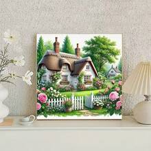1PC DIY 5D Diamond Painting Kit Garden Cottage Pattern - Round Full Drill Art Mosaic Craft, Home Wall Decor, Unframed - No Frame - View 3