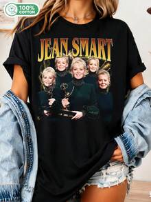 Jean Smart Bootleg T-Shirt, Retro Vintage Graphic T-Shirt, 90s Style Celebrity T-Shirt, Fun Pop Culture Themed T-Shirt, Unisex T-Shirt - Black - View 1