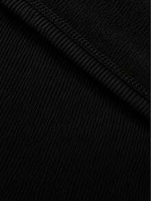 Fleece-Lined Long-Sleeved Ribbed V-Neck Blouse - Elegant, Chic, Warm, Comfortable - Autumn And Winter Fashion - Valentine's Day - 黑色 - 查看 3