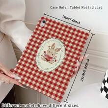1 pieza Funda protectora para tableta con estampado de conejo a cuadros rojos, giratoria 360°, soporte magnético de varios ángulos con función de suspensión/activación automática, compatible con iPad PRO/AIR, , Pad 5/6/7, Matepad - Multicolor - Ver 7