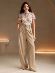Blusa romántica con bordado en 3D de flores multicorror - Rosa Pálido - Ver 6