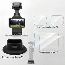 5-In-1 Accessory Kit For Osmo Pocket 3: Anti-Slip Desktop Stand + Tempered Glass Screen Protector, Accessory Bag, 9H Hardness High-Definition Transparent Screen Protector, Scratch-Resistant And Easy To Install. Set Includes: 1 Black Base And 4 Screen Protectors. Suitable For Vloggers' Live Streaming, Photography And Various Scenarios. - View 4
