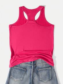 Disney Genuine License One Y2K Fashion Sleeveless Tank Vest T-Shirt With Minnie Mouse Print Cool Summer T-Shirt, Sleeveless Tank Vest T-Shirt Crew Neck Casual Top, Spring Summer, Women's, Multi-Size Multi-Color Options - Hồng nhạt - Xem 2