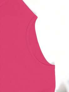 Camiseta manga corta cuello redondo 100% algodón, estampado trendy, tejido ligero y ventilado, estilo moda casual, apta para vida diaria, salidas informales y citas en primavera, verano y otoño - Rosa Fucsia - Ver 3