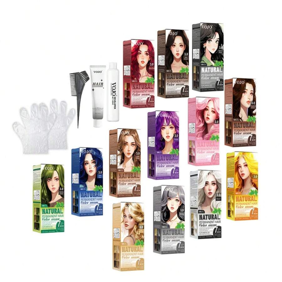 Tinte para el cabello semipermanente, agente colorante de 100 ml y 100 ml, fácil de aplicar, coloración del cabello, tonos vibrantes, tinte para el cabello vegano nutritivo - Light Brown - Ver 1