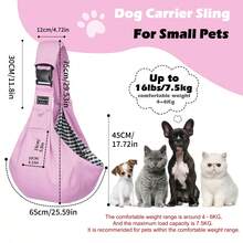 16lb/7.5KG Capacity Adjustable Shoulder Pet Carrier Bag, Breathable Foldable Travel Tote For Small/Medium Dogs & Cats, Suitable For Poodle, Teddy, Pomeranian - Multicolor - View 10