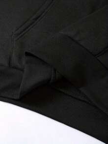 Men's Hoodie With Letter Print, Solid Color, Perfect For Spring And Autumn. - Black - View 6