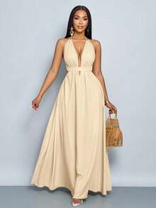 Women Midi Dresses - 杏 - 查看 6