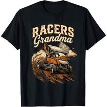 Sprint Car Dirt Track Racing Racers Grandma T-Shirt - Black - View 1