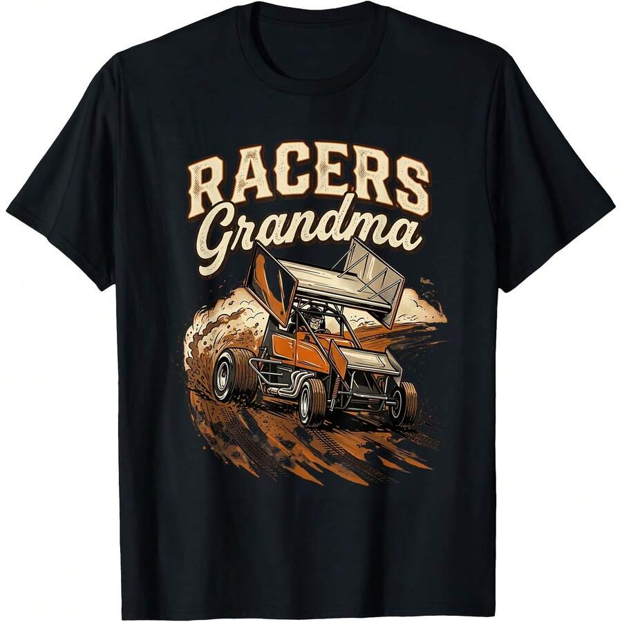 Sprint Car Dirt Track Racing Racers Grandma T-Shirt - Black - View 1