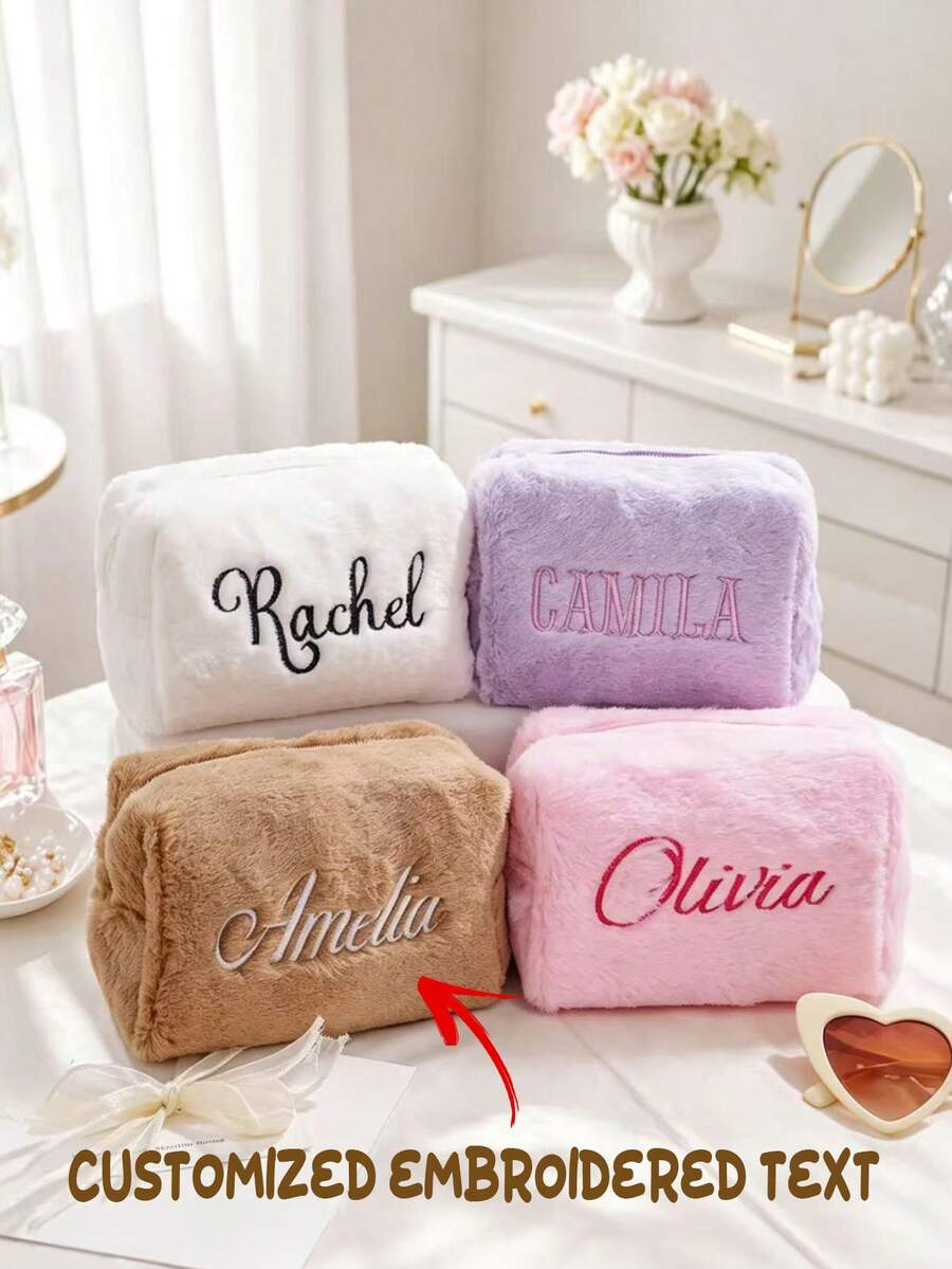 Customized Plush Cosmetic Bag, Suitable For Bridesmaids, Bridal Party And Travel Storage, Children's Stationery Storage Pouch, Gift Storage Bag - Multicolor - View 1
