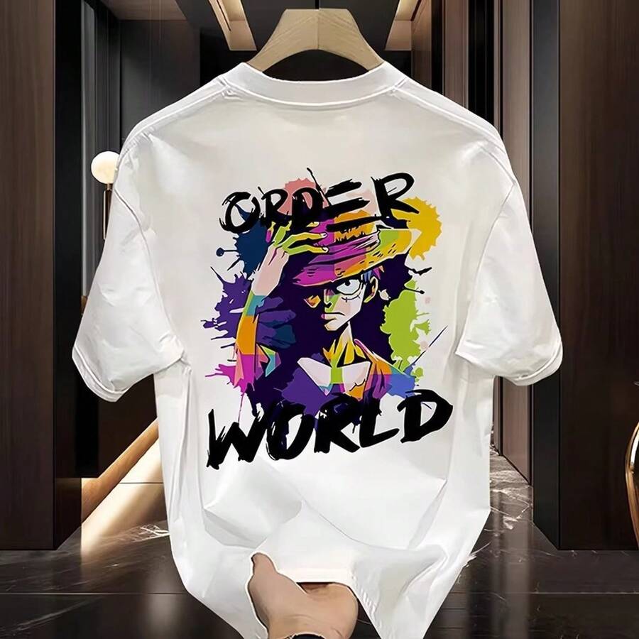 Novedad Verano 2026: Camiseta de Manga Corta de Algodón Puro para Hombre y Mujer, Estampado de Marca de Moda, Corte Holgado, Prenda Versátil OXIB - 250 g de algodón puro - gorro pirata blanco - Ver 1
