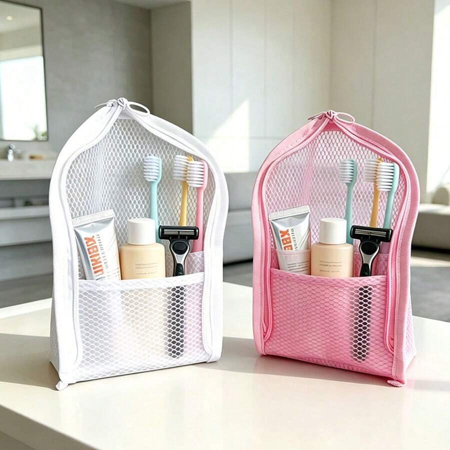 1/3pcs Portable Vertical Travel Toothbrush Storage Bag, Personal Toiletry Organizer, Simple Bathroom Cosmetic Bag