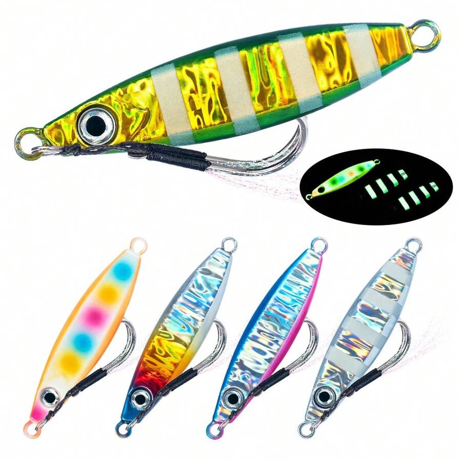 1 Buah Umpan Logam Tenggelam Pendek, Umpan Ikan Timah Holografik dengan Mata 3D untuk Memancing dari Pantai, Lepas Pantai, dan Perahu, Ikan Bass dan Makarel - 2# - View 1