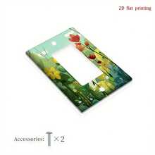 1 pieza Cubierta de panel de interruptor impresa con mariposa y flor amarilla, impresión plana 2D, material de plástico PC, adecuada para dormitorio/cocina/sala de estar, decoración fresca - C - Ver 10