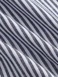 Pantalones rectos con cintura de cordón y rayas para mujer - Azul marino - Ver 4